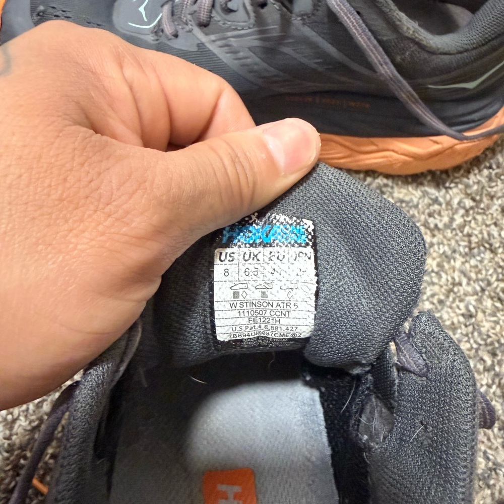 Hoka Women's Gray and Orange Trail Running Shoes - Picture 6 of 6